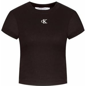 Calvin Klein Jeans Ck Rib Cropped Slim Tee T-shirt voor dames, Ck Black