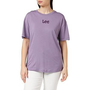 Lee Casual T-shirt met ronde hals, gewassen paars