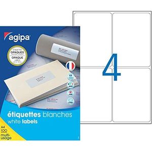 Apli 102420 etiketten, DIN A4, veelzijdig inzetbaar, ondoorzichtig, 99,1 mm x 139 mm, wit, 400 stuks