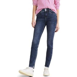 Slim fit jeans met hoge taille, slim pijpen, Brilliant Indigo Random Wash