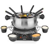 Tristar FO-1109 Fonduepan - Fondue Elektrisch - Fondueset 8 personen - 1,3 liter - Roestvrijstaal met sausring