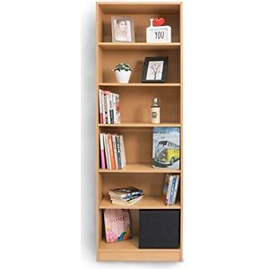 BuildRapido Boekenkast met 6 niveaus, verstelbaar, eenvoudige montage, stabiel hout, eenheidsmaat