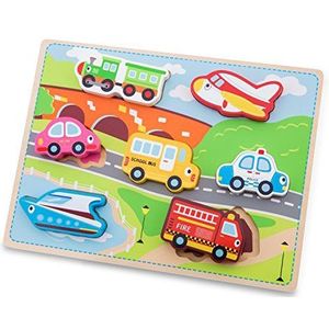 New Classic Toys Houten dikke transportpuzzels - Educatief speelgoed voor kinderen vanaf 2 jaar - 10520
