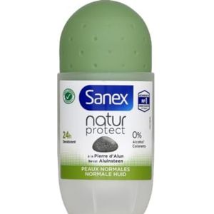 SANEX - Deodorant met bal Natur Protect normale huid - Deodorant voor dames en heren met aluinsteen - 24 uur werkzaamheid - Zonder alcohol, zonder kleurstoffen - 50 ml