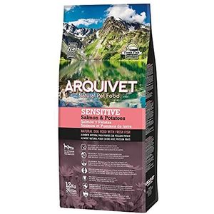ARQUIVET Premium Sensitive zalm en aardappel, 12 kg, natuurlijk voer voor volwassen honden, grote rassen, droogvoer voor honden, hoge verteerbaarheid, maagdarm