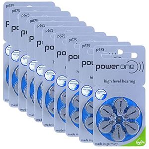 Power one P675 - Confezione da 6 batterijen per apparecchi acustici, 1,45 V, 650 mAh