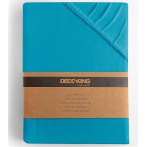 DecoKing Hoeslaken 100% katoen Jersey boxspring Cyan 100x200-120x200 Amber
