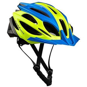 Black Crevice Fietshelm voor volwassenen, fietshelm voor dames en heren, MTB-helm, ademende fietshelm, in grootte verstelbaar (blauw/geel/zwart, S/M (54-58 cm)