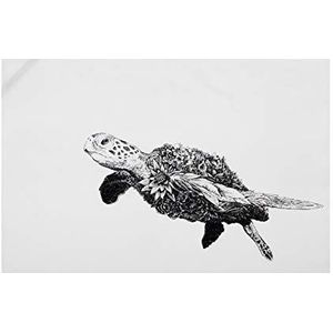 Maxwell & Williams - Servet van 100% katoen, bloemenprint van groene schildpad, Marini Ferlazzo-collectie, 50 x 70 cm - zwart-wit