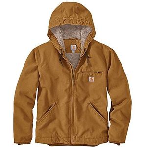 Carhartt Relaxed Fit Washed Duck Sherpa-lined Jacket Werkkleding voor heren, Bruin