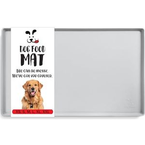 DogBuddy Hondenvoermat, maat S (48 x 30), maat L (61 x 40), XXL (81 x 61 cm), voermat voor huisdieren, wasbaar, voor voer en water, waterdichte vloermat, groot, verstuiver