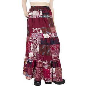 Lofbaz Lange Bohemian jurk voor dames, maxi-rok, hippie, gypsy, boho-jurk, Bourgondië
