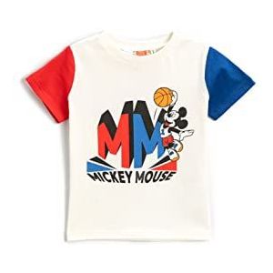 Koton Mickey Mouse Printed Short Sleeve Crew Neck Gelicentieerd T-Shirt Katoen, Ecru (010), 24/36 maanden Baby Jongens, Ecru (010), 24/36 maanden, ecru (010)