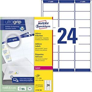 Avery Zweckform L7159-100 etiketten voor C6 enveloppen, 63,5 x 33,9 mm, 100 vellen