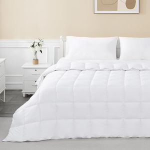 sunflower Couette en duvet blanc pour grand lit, rembourrage alternatif en coton, toutes saisons, hypoallergénique, chaude, respirante, silencieuse, lavable en machine avec robinets d'angle