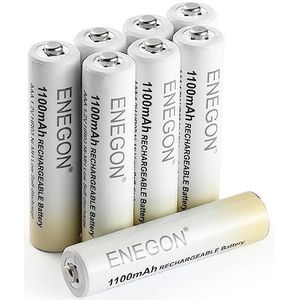ENEGON Oplaadbare AAA-batterijen (8 stuks), 1100 mAh AAA ultra-krachtige 1,2 V Ni-Mh, lange levensduur, ideaal voor je dagelijkse en buitenapparaten, geleverd in een milieuvriendelijke doos