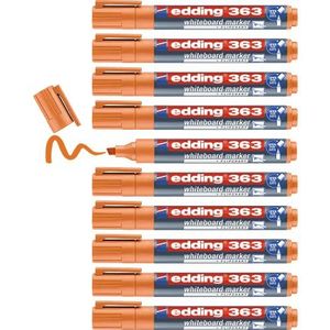 edding 363 whiteboard-marker, oranje, 10 stiften, 1-5 mm wigpunt, uitwisbare viltstift, voor borden, wit, magneet, memo, conferentieezel en schetsen