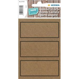 HERMA 15754 multifunctionele etiketten, 82 x 36 mm, 3 stuks per vel, 12 stickers, huishoudelijke etiketten om te schrijven, mat, blanco silphia-papier, natuurbruin