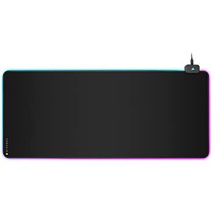 Corsair MM700C RGB Extended Gaming Mat (dynamische RGB-verlichting op drie zones, ontwerp met rubberen basis, hub met twee USB-poorten, twaalf geïntegreerde RGB-verlichtingsprofielen) zwart