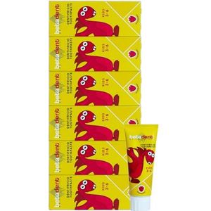 Betadent KIT 6 DENTIFRICE KIDS POUR LES ENFANTS 3-6 ANS Goût Framboise Action anti plaque et anti caries Équilibré dosage de sels de fluor à la concentration de 430 ppm F. 6 x 75 ml