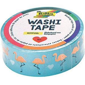 folia Washi Tape 26102 - rijstpapier plakband, hotfoil roségoud flamingo, ca. 5 m x 15 mm