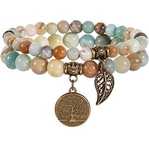 Farfume Chakra-armbanden voor dames, helende kristallen armband voor dames, met natuurlijke edelstenen, yoga, reiki, een set dubbele armbanden, Steen