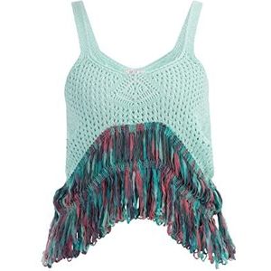 IZIA T-shirt en tricot pour femme, Turquoise multicolore, L