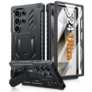 FNTCASE Hoesje voor Samsung Galaxy S24-Ultra: 360 graden rondom bescherming, ingebouwde standaard, militaire bescherming, schokbestendig, robuuste beschermhoes voor