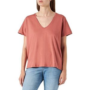 Wrangler Drapey Dames T-shirt met V-hals, Roze Withered, XS, withered rose
