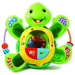 VTech Rok en pop schildpad, sensorisch speelgoed voor baby's met kleuren, muziek en zinnen, draaiend pop-speelgoed voor kinderen om actief te leren, sensorisch spel met cijfers en telling, muziekspeelgoed voor baby's vanaf 9 maanden