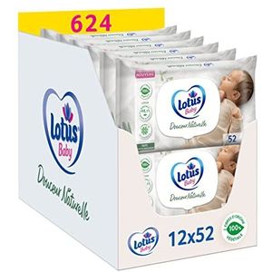 Lotus Baby Douceur Natural Babydoekjes – 624 doekjes (12 x 52 stuks) – hypoallergeen en dermatologisch getest