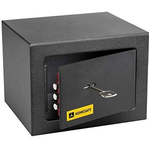 Homesafe HV15K kluis met sleutelslot, 15 x 20 x 17 cm, zwart gesatineerd