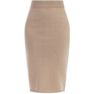 faina Gebreide midirok voor dames, gebreide midirok, 1 stuk, Beige