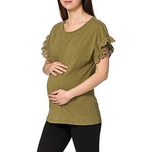 Supermom Ss Geborduurd T-shirt voor dames, Olive Drab - P651