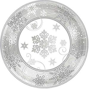 amscan International 541559 SPKLG Snowflake met papieren borden, bedrukt, 17,7 cm