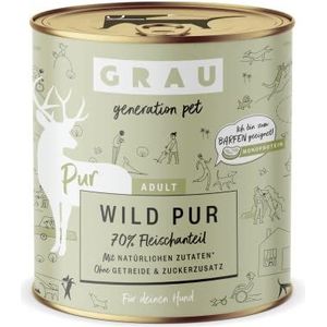 Wild Pur 6 x 400 g graanvrije dozen voor volwassen honden, grijs, 6 stuks