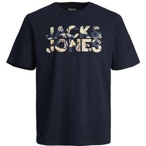 JACK & JONES Jjejeff Corp Logo Tee SS O-hals Sn Herenjas, Marineblauwe blazer/detail: bloem