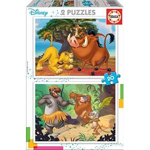 Educa - Disney Animals. Bevat 2 puzzels van gerecycled karton van elk 20 - Twee keer meer plezier! Aanbevolen vanaf 3 jaar (18103)