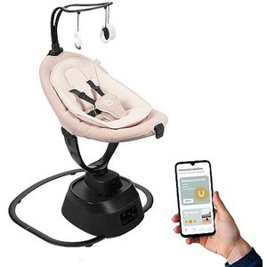 Babymoov Swoon Evolution elektrische babyschommel, verbonden met mobiele app, muziekstreaming, spraakopname en gepersonaliseerde slaapliedjes, 360° zitting, pasgeboren verkleiner