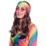 Folat -26843 polyester pruik hippie met haarband, 26843