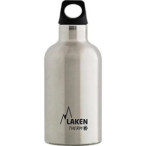 LAKEN Futura de roestvrijstalen thermosfles met vacuüm-isolatie en smalle hals, 350 ml, zilverkleurig