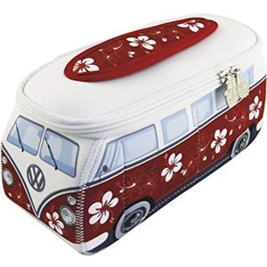 BRISA VW Collection - Volkswagen neopreen universele make-up cultuur apotheek reizen tas tas T1 Bulli Bus (hibiscus/rood/klein)