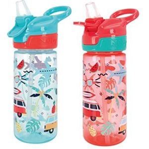 Nuby Super Quench lekvrije drinkfles voor kinderen, 540 ml, draaggreep, vrije doorstroming, vaatwasmachinebestendig, sterilisator, glas geschikt voor kinderen vanaf 18 maanden