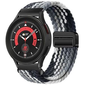 XMUXI Horlogebandje compatibel met Samsung Galaxy Watch 6/5/4 40 mm 44 m/Watch 6 Classic 43 mm 47 mm/5 Pro 45 mm/4 Classic 42 mm 46 mm, elastische gevlochten armband 20 mm, heren en dames, nylon