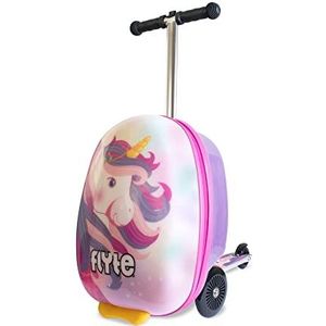 Flyte Opvouwbare koffer voor kinderen, harde schaal met wieltjes, 2-in-1-45,7 cm, inhoud 25 liter, Lichtroze, Luna de eenhoorn