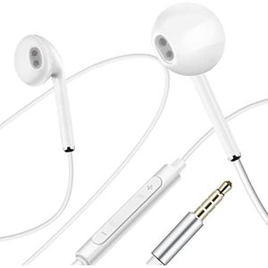 JERTWA In-ear hoofdtelefoon met microfoon, akoestische hoofdtelefoon en hifi-geluid, ideaal voor smartphone, MP3-speler, licht 3,5 mm, 1218, wit, één maat