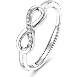 Adramata 925 zilveren ring voor dames en meisjes, verstelbare ring, stapelbaar, kruisring, trouwring, verlovingsring, belofte, bruiloft, duimring, zilver, verjaardag, cadeau voor dames, Sterling