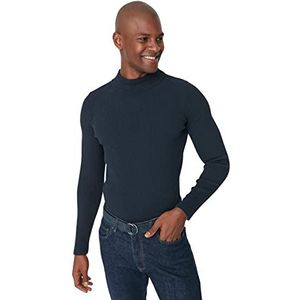 Trendyol Sweatshirt effen hoge hals heren navy S, Navy Blauw
