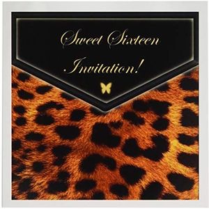 3Drose Leopard Sweet Sixteen Wenskaarten, 15,2 x 15,2 cm, 12 stuks