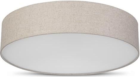 REV Plafonnier LED rond de 50 cm avec abat-jour en tissu au look vintage - Idéal pour chambre à coucher et salon - Taupe